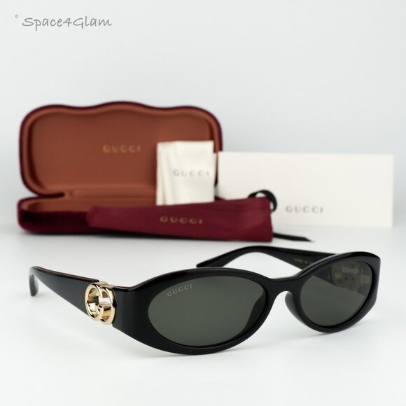 Gucci Women Sunglasses Black Grey Oval GG1660S 001 BRAND NEW - Picture 1 of 10
